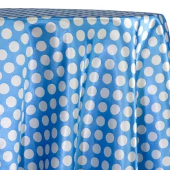 Satin Polka Dot Table Linen in White and Turquoise