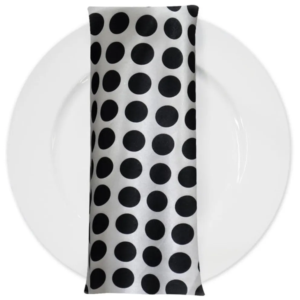 Satin Polka Dot Table Napkin in Black and White