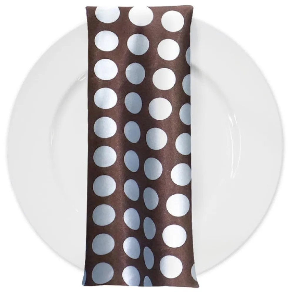 Satin Polka Dot Table Napkin in Brown and Blue