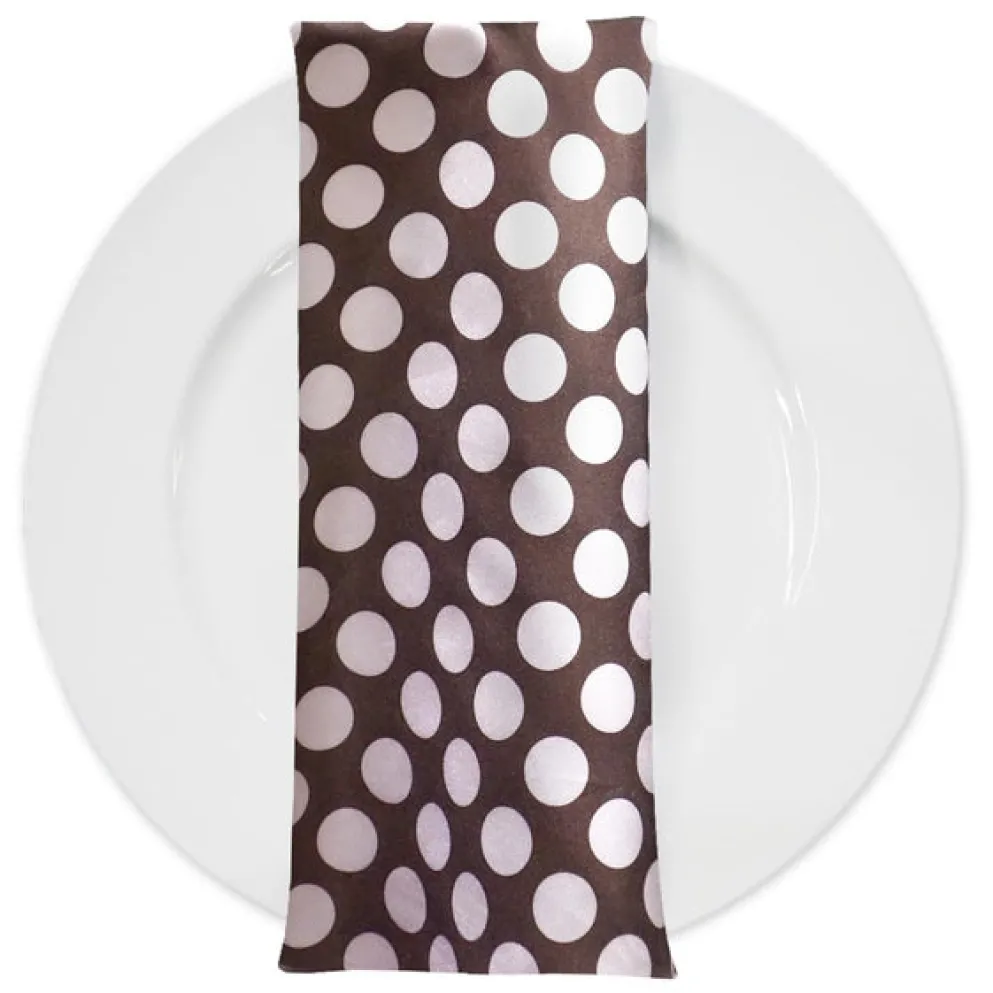 Satin Polka Dot Table Napkin in Brown and Pink