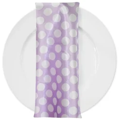 Satin Polka Dot Table Napkin in White and Lilac