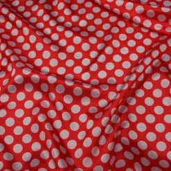 Satin Polka Dot Table Runner in White and Red
