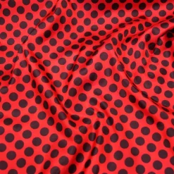 Satin Polka Dot Table Runner in Black and Red