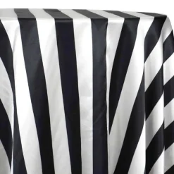 2" Satin Stripe Table Linen in Black and White