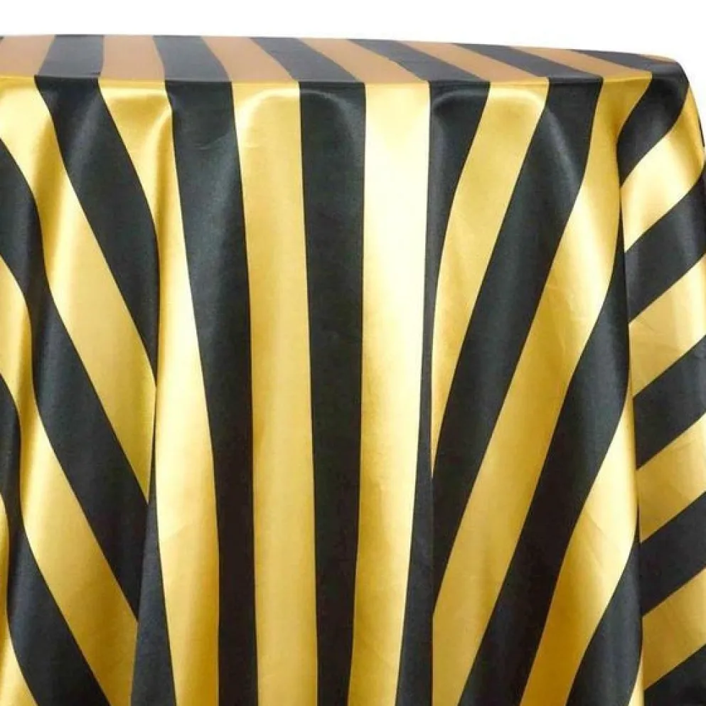 2" Satin Stripe Table Linen in Gold and Black