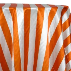 2" Satin Stripe Table Linen in White and Orange