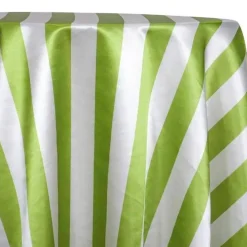 2" Satin Stripe Table Linen in White and Moss