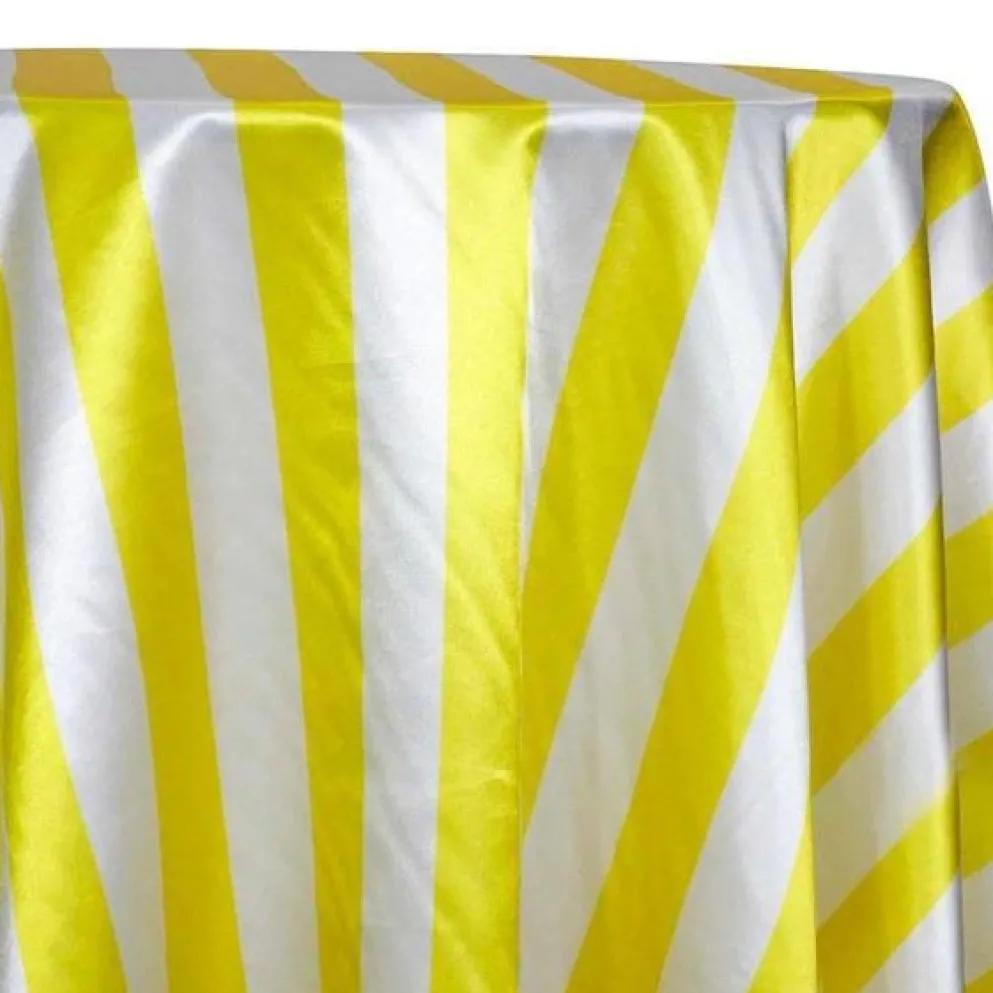 2" Satin Stripe Table Linen in White and Yellow