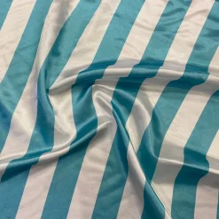 2" Satin Stripe Table Linen in White and Aqua