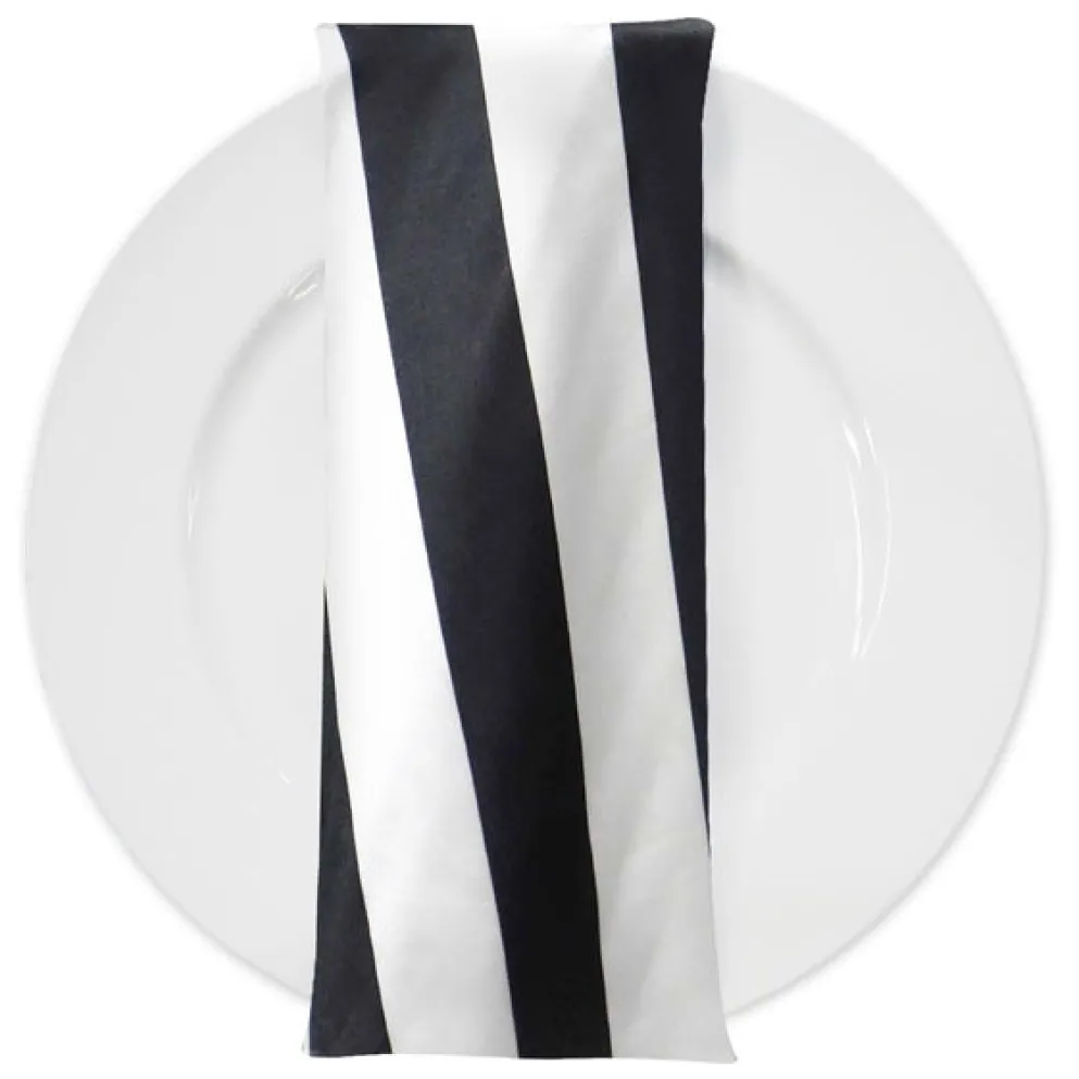 2" Satin Stripe Table Napkin in Black and White