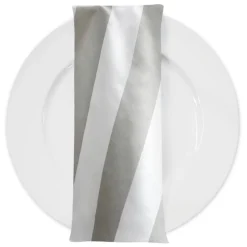 2" Satin Stripe Table Napkin in White and Silver