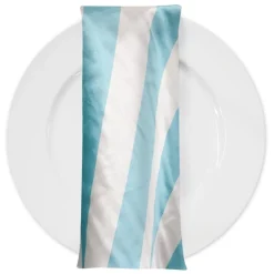 2" Satin Stripe Table Napkin in White and Aqua