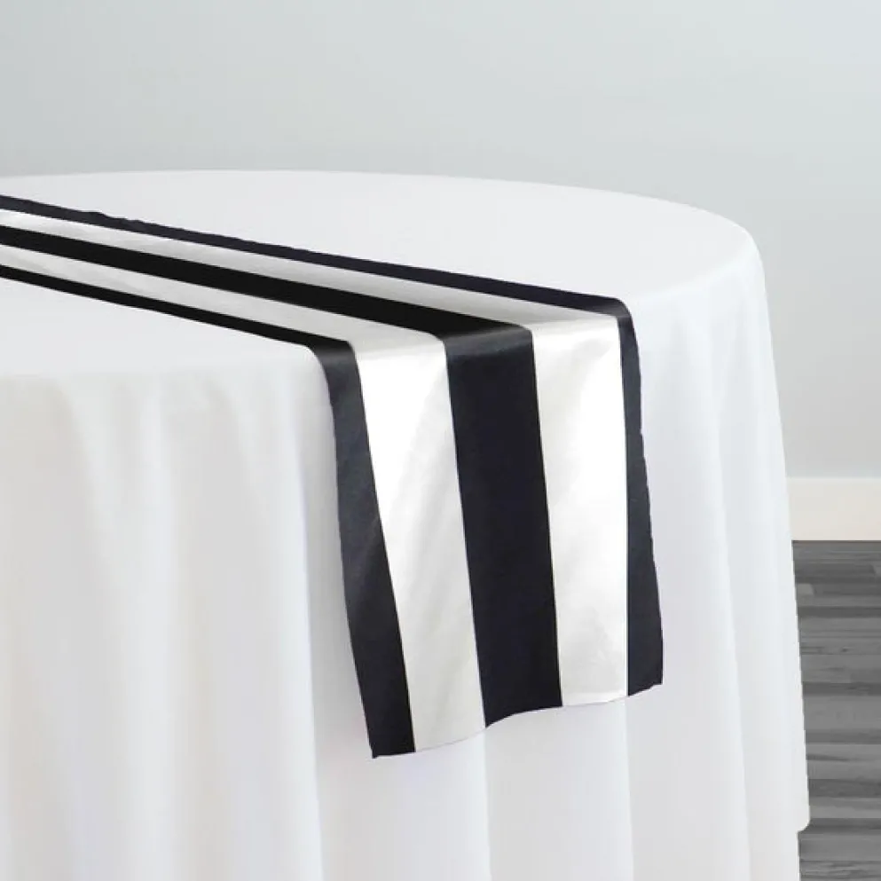 2" Satin Stripe Table Runner in Black and White