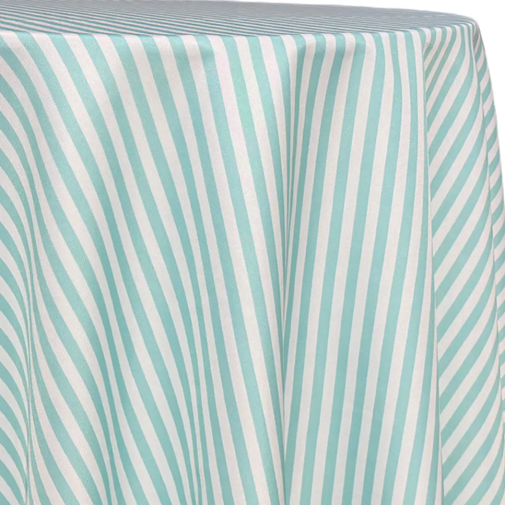 Seersucker (Poly Print) Table Linen in Teal Green