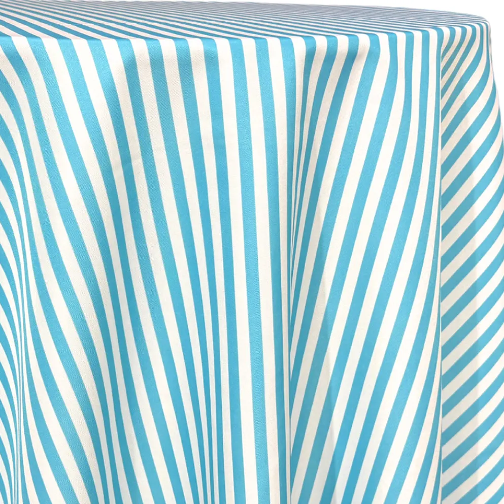 Seersucker (Poly Print) Table Linen in Turquoise