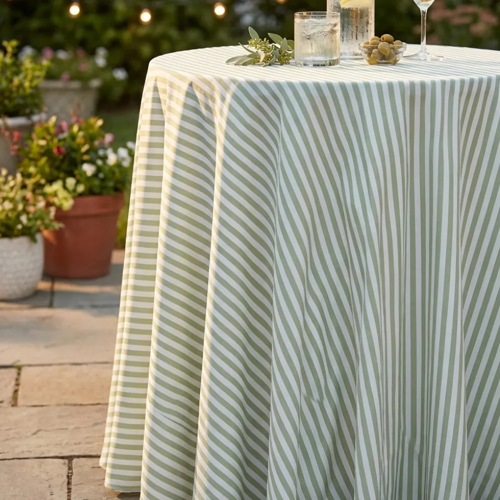Seersucker (Poly Print) Table Linen in Sage