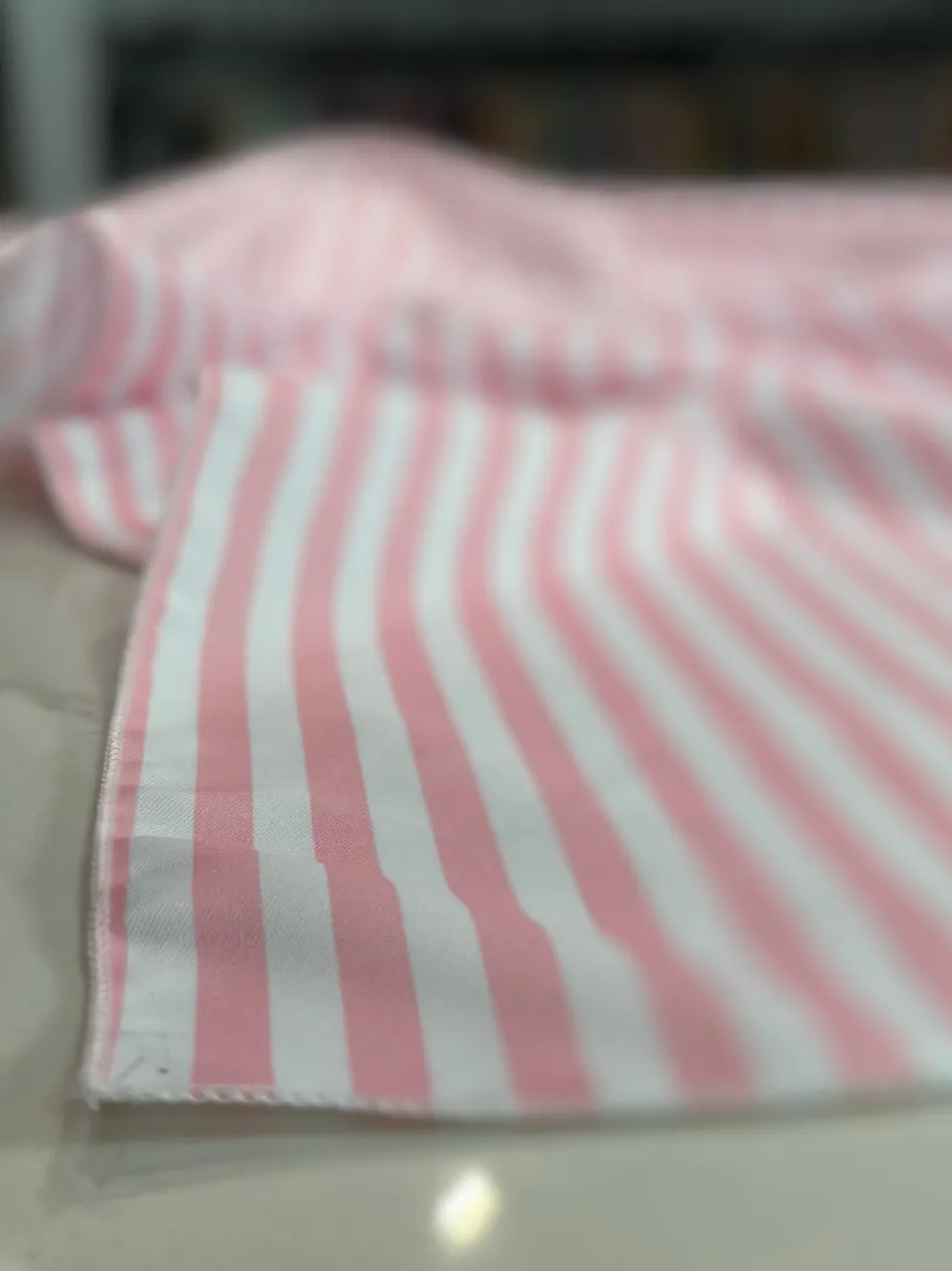 Seersucker (Poly Print) Table Linen in Pink
