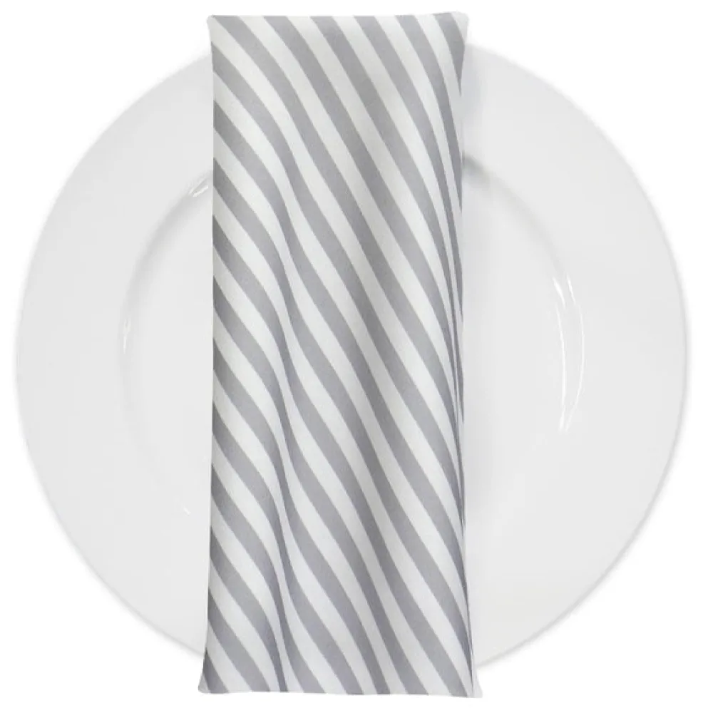 Seersucker (Poly Print) Table Napkin in Silver