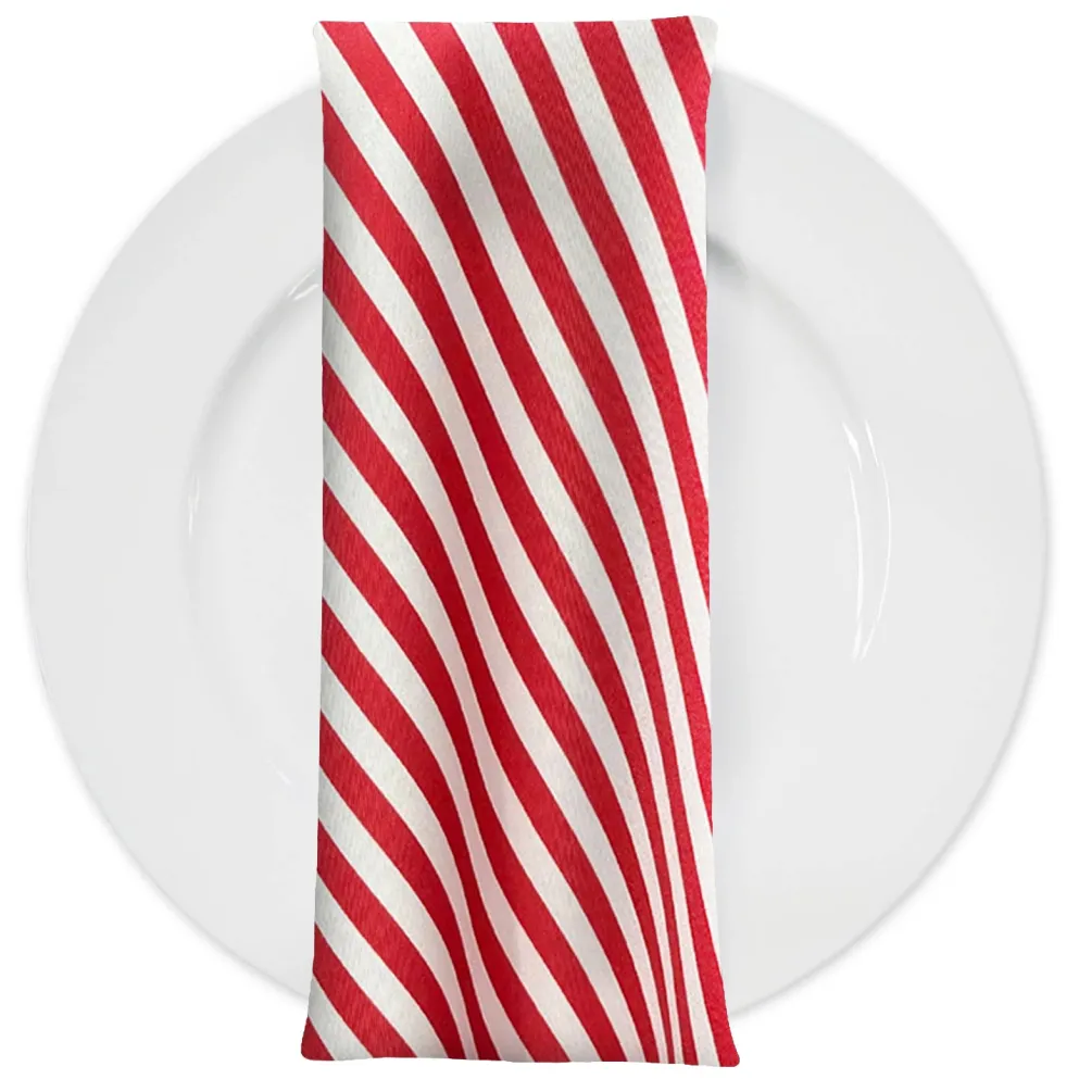 Seersucker (Poly Print) Table Napkin in Red