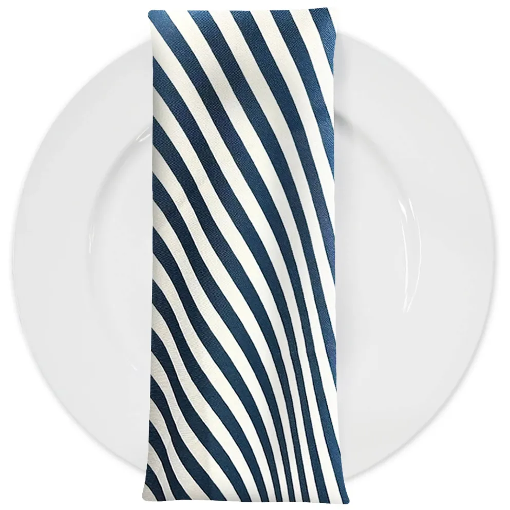 Seersucker (Poly Print) Table Napkin in Navy