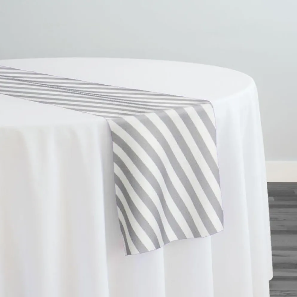 Seersucker (Poly Print) Table Runner in Silver