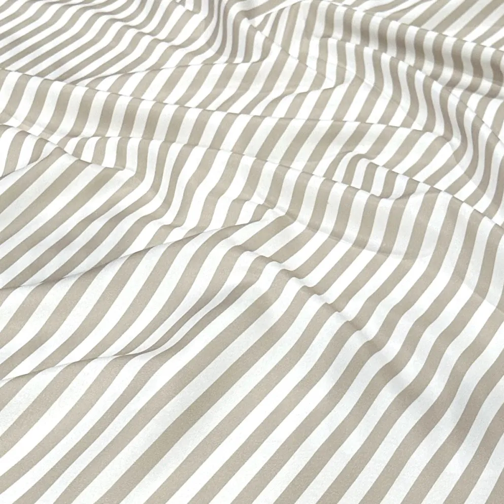 Seersucker (Poly Print) Table Runner in Taupe