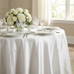 Shantung Satin (Reversible) Table Linen in White