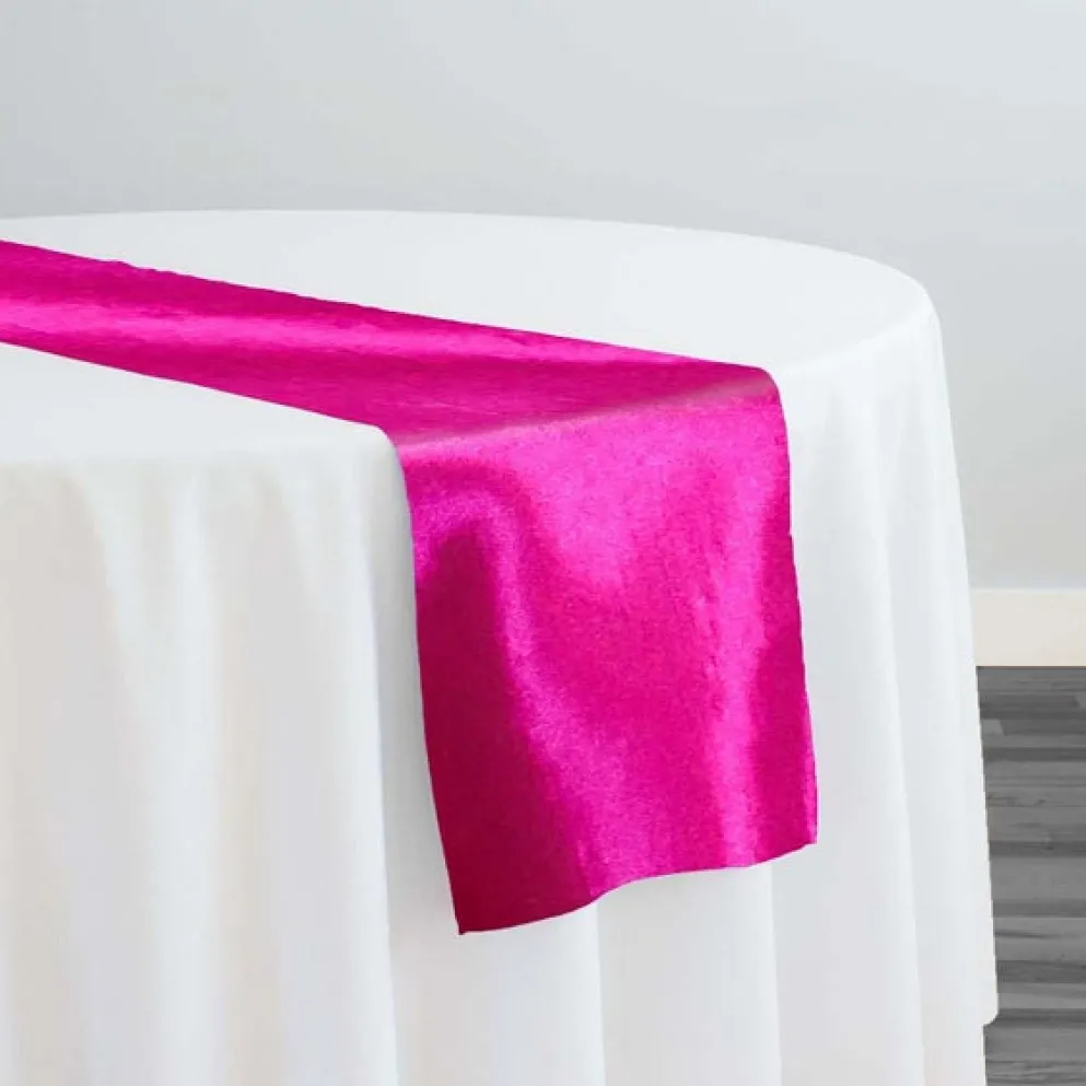 Shantung Satin (Reversible) Table Runner in Fuchsia