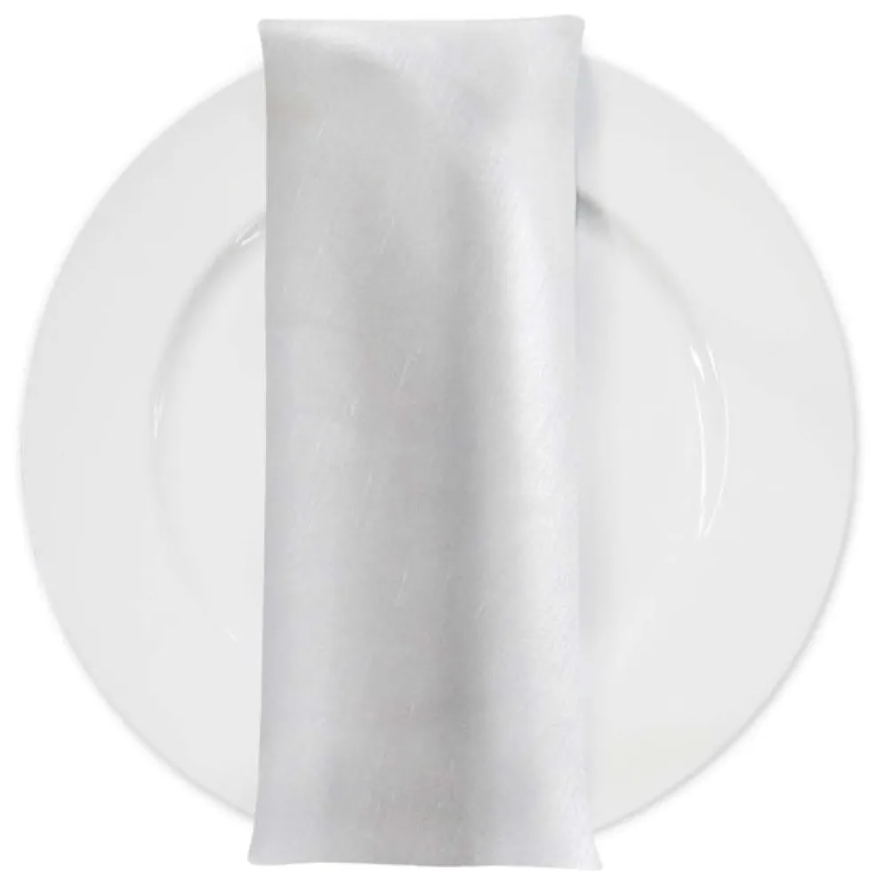 Shantung Satin (Reversible) Table Napkin in White