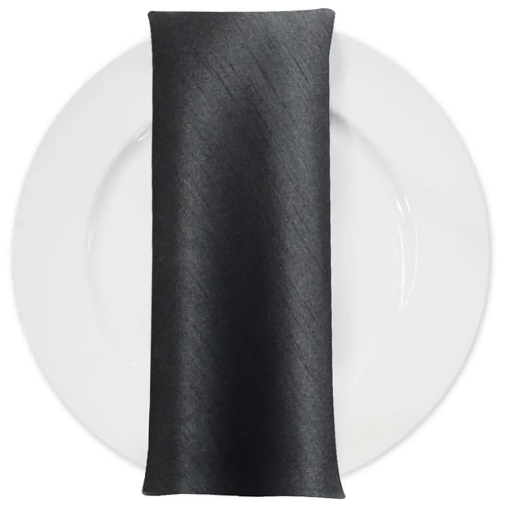 Shantung Satin (Reversible) Table Napkin in Black
