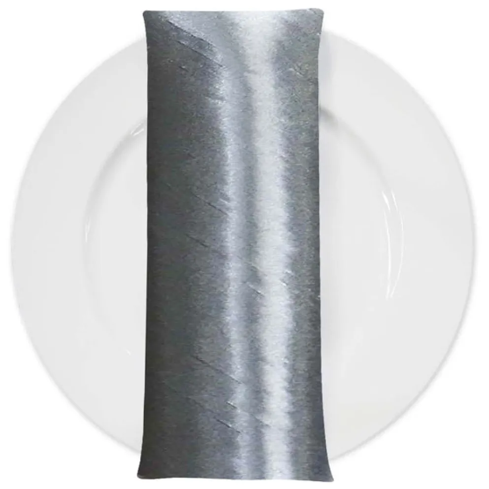 Shantung Satin (Reversible) Table Napkin in Silver
