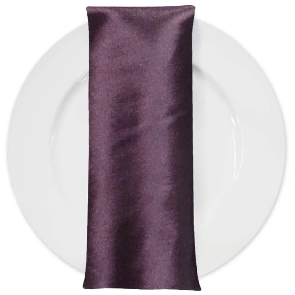 Shantung Satin (Reversible) Table Napkin in Eggplant