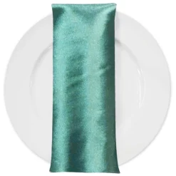 Shantung Satin (Reversible) Table Napkin in Teal Green