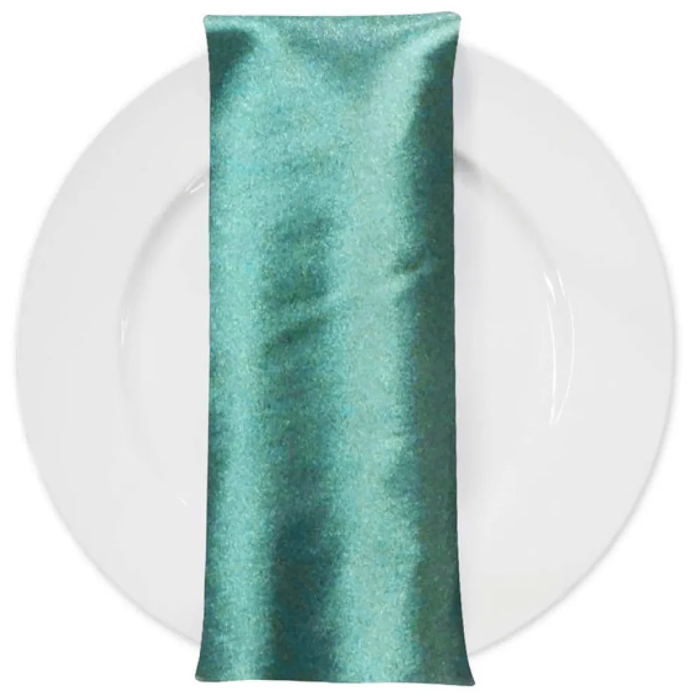 Shantung Satin (Reversible) Table Napkin in Teal Green