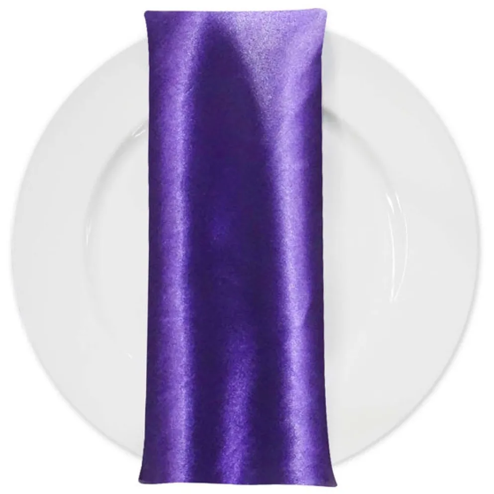 Shantung Satin (Reversible) Table Napkin in Purple