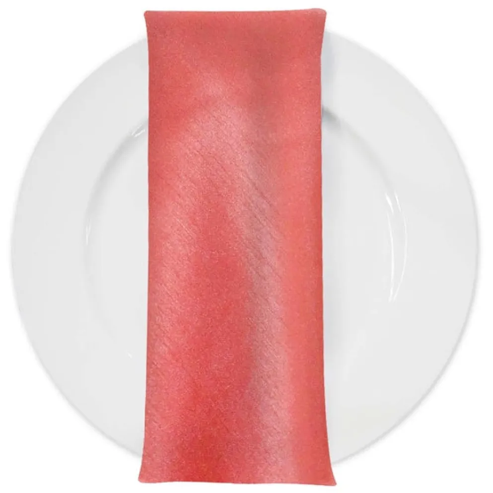 Shantung Satin (Reversible) Table Napkin in Coral