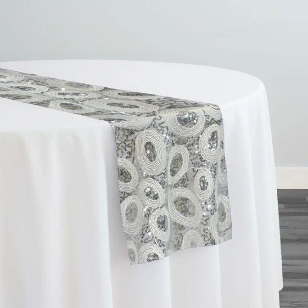 Sienna Design Table Runner in Silver White