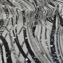 Skyfall Sequins Table Linen in Silver and White