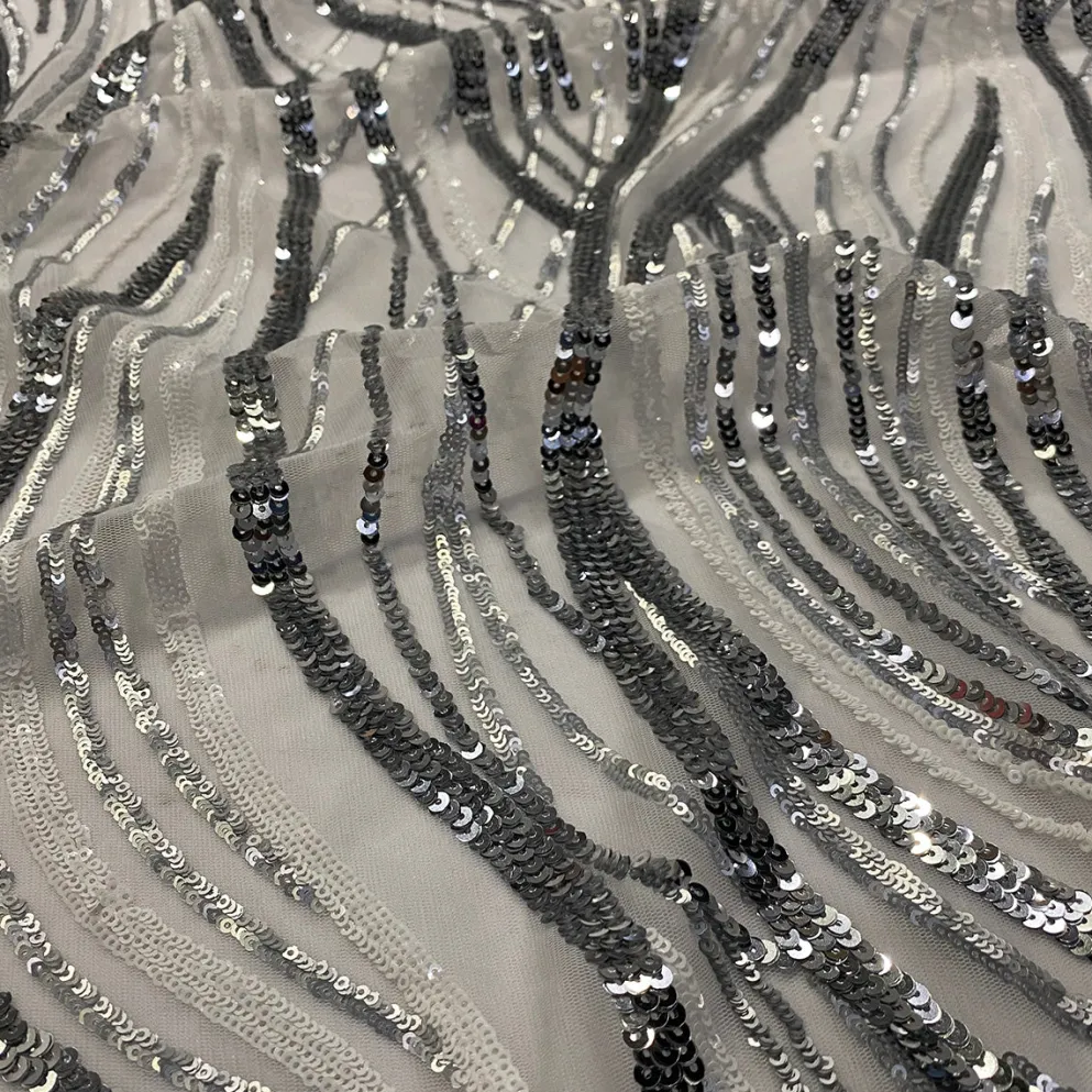 Skyfall Sequins Table Linen in Silver and Silver