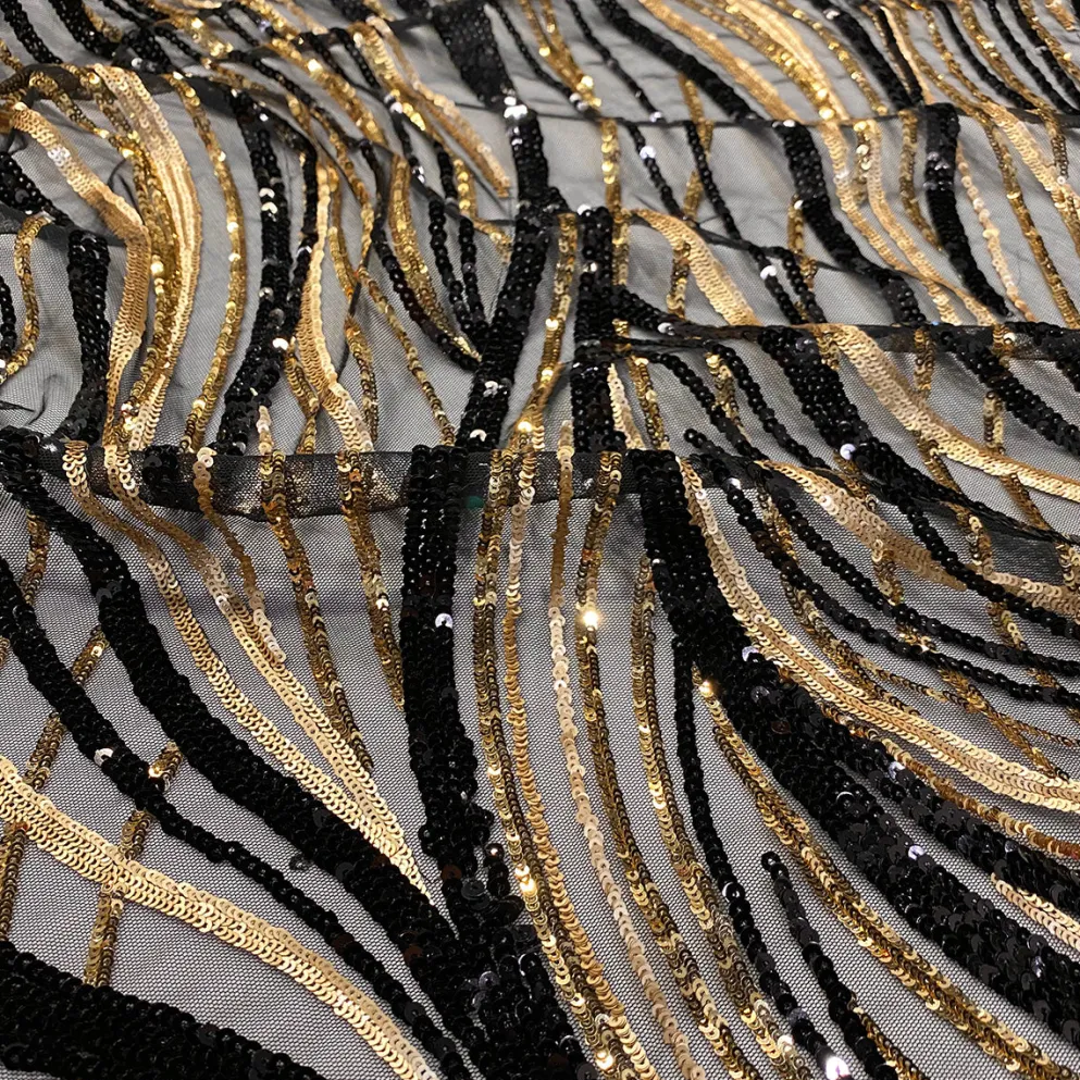 Skyfall Sequins Table Runner in Black and Gold
