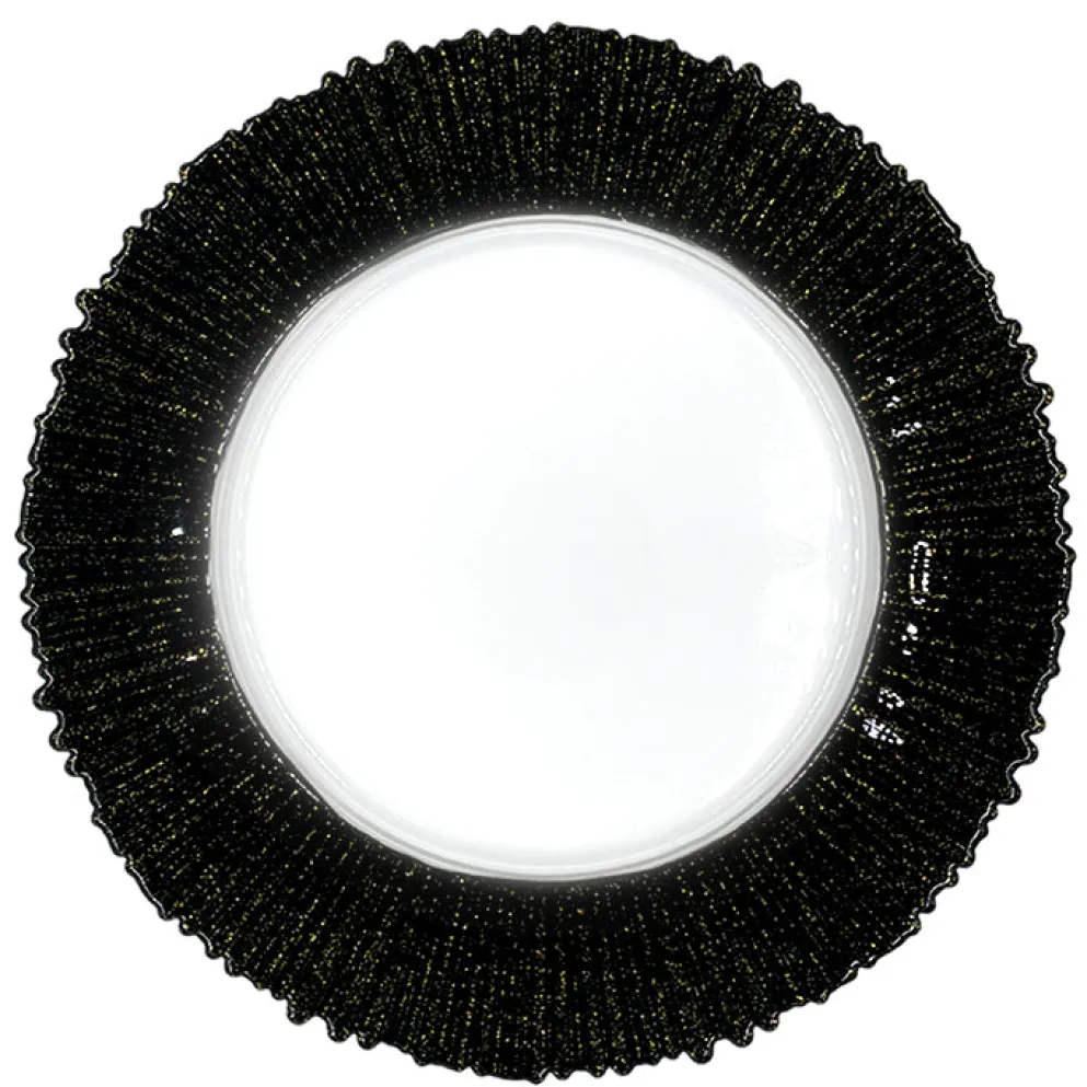 Solar - Glass Charger Plate in Black/Gold (Item # 0309-B)