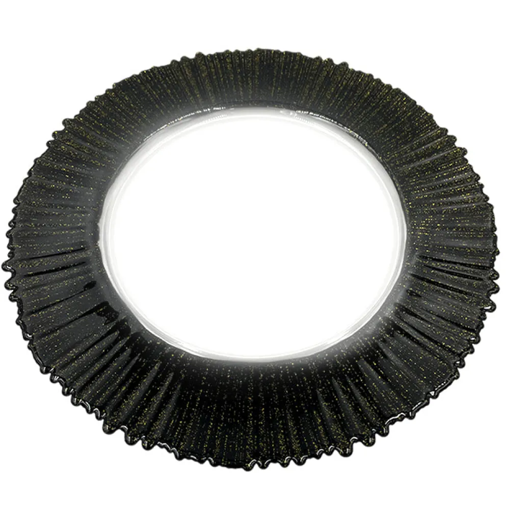 Solar - Glass Charger Plate in Black/Gold (Item # 0309-B)