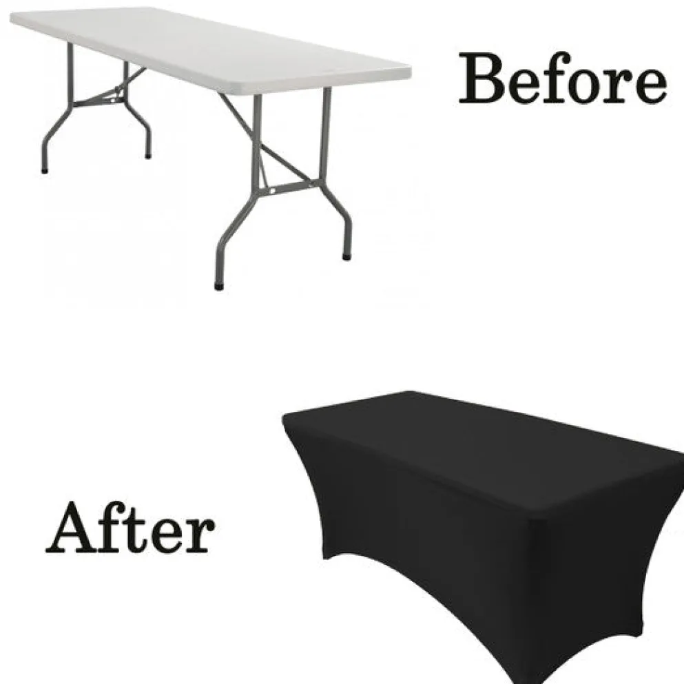 Spandex (6'x30") Banquet Table Cover in Black