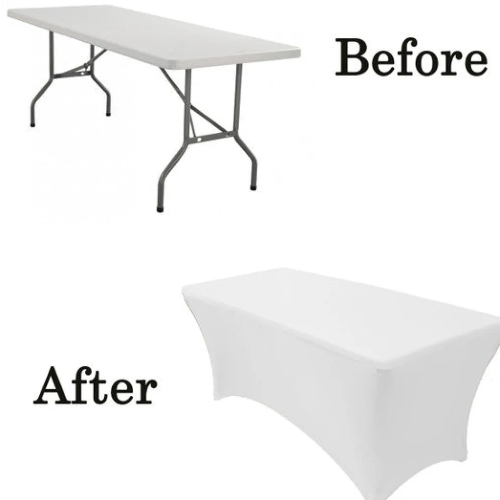 Spandex (6'x30") Banquet Table Cover in White