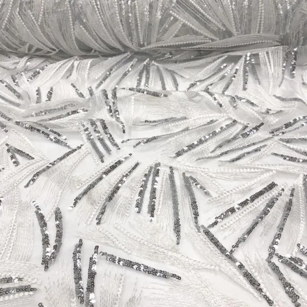 Sparkle Sequins Table Linen in Silver and White