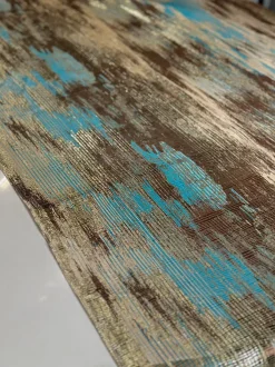 Static Jacquard Table Linen in Turquoise and Brown