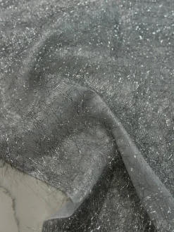 String Metallic Table Linen in White and Silver
