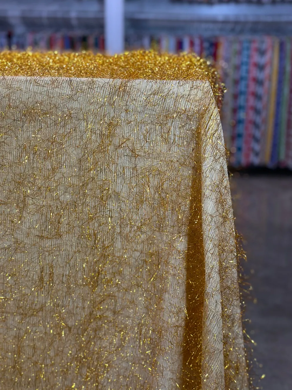 String Metallic Table Linen in Gold