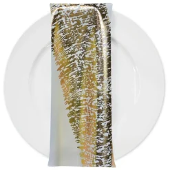 Stripe (Metallic Print) Table Napkin in White and Gold