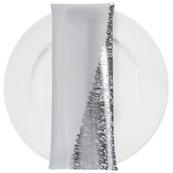 Stripe (Metallic Print) Table Napkin in White and Silver